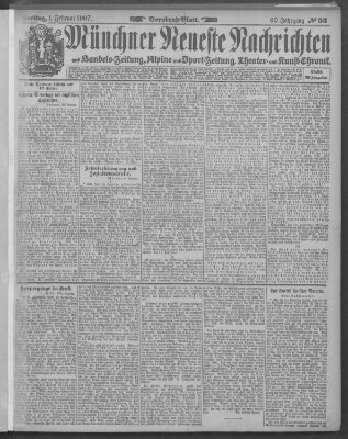 Münchner neueste Nachrichten Freitag 1. Februar 1907