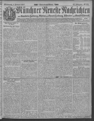 Münchner neueste Nachrichten Mittwoch 6. Februar 1907