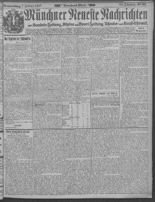 Münchner neueste Nachrichten Donnerstag 7. Februar 1907