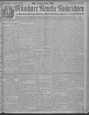 Münchner neueste Nachrichten Dienstag 12. Februar 1907