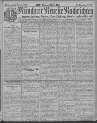 Münchner neueste Nachrichten Mittwoch 20. Februar 1907