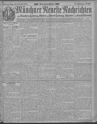 Münchner neueste Nachrichten Donnerstag 21. Februar 1907