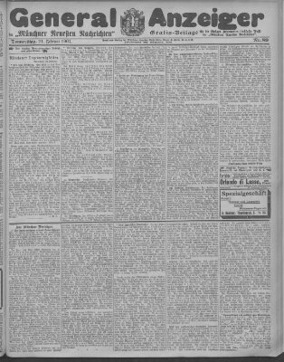 Münchner neueste Nachrichten Donnerstag 21. Februar 1907