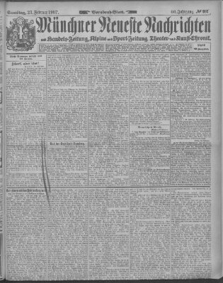 Münchner neueste Nachrichten Samstag 23. Februar 1907