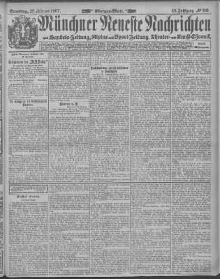 Münchner neueste Nachrichten Samstag 23. Februar 1907