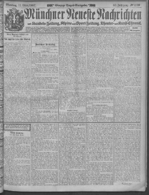 Münchner neueste Nachrichten Montag 11. März 1907