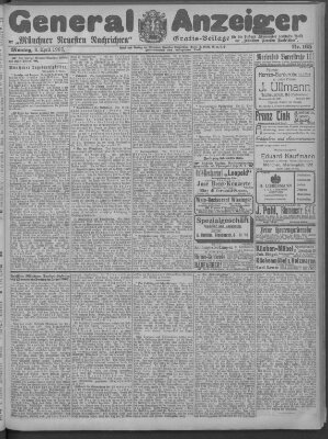 Münchner neueste Nachrichten Montag 8. April 1907