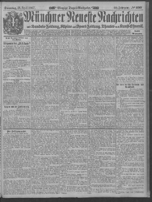 Münchner neueste Nachrichten Sonntag 28. April 1907