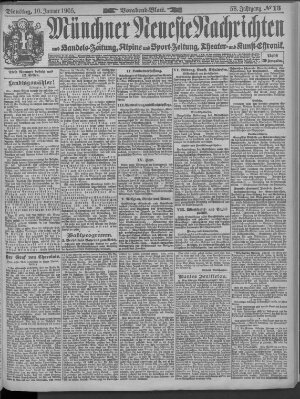 Münchner neueste Nachrichten Dienstag 10. Januar 1905