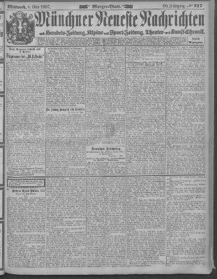 Münchner neueste Nachrichten Mittwoch 8. Mai 1907