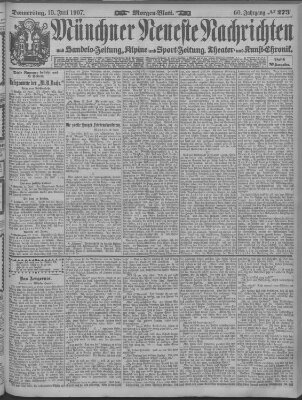 Münchner neueste Nachrichten Donnerstag 13. Juni 1907