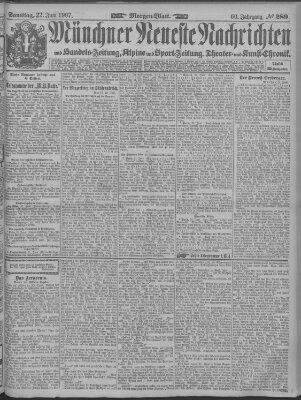 Münchner neueste Nachrichten Samstag 22. Juni 1907