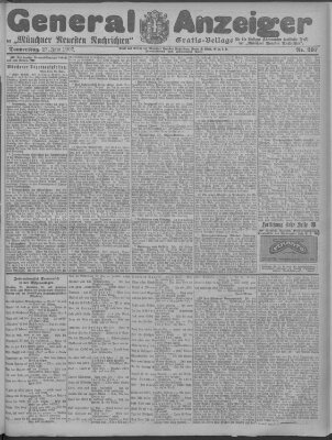 Münchner neueste Nachrichten Donnerstag 27. Juni 1907