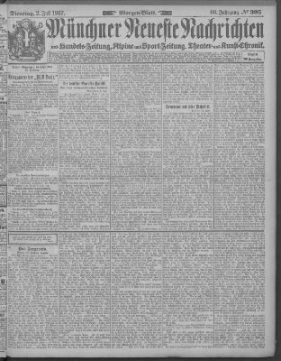 Münchner neueste Nachrichten Dienstag 2. Juli 1907