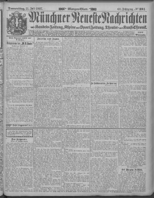 Münchner neueste Nachrichten Donnerstag 11. Juli 1907