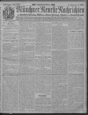 Münchner neueste Nachrichten Samstag 2. Mai 1908