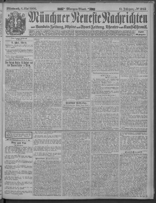 Münchner neueste Nachrichten Mittwoch 6. Mai 1908