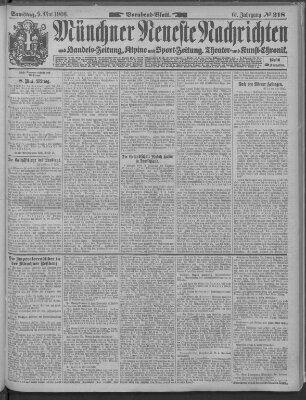 Münchner neueste Nachrichten Samstag 9. Mai 1908