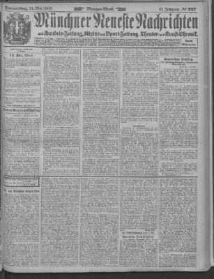 Münchner neueste Nachrichten Donnerstag 14. Mai 1908