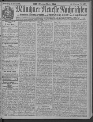 Münchner neueste Nachrichten Samstag 6. Juni 1908