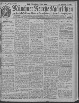 Münchner neueste Nachrichten Samstag 20. Juni 1908