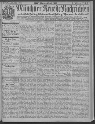 Münchner neueste Nachrichten Samstag 20. Juni 1908