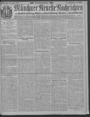 Münchner neueste Nachrichten Samstag 27. Juni 1908