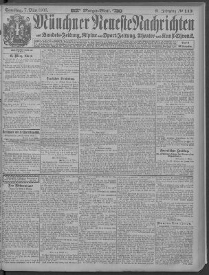 Münchner neueste Nachrichten Samstag 7. März 1908