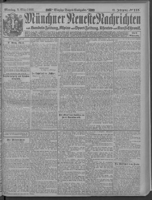 Münchner neueste Nachrichten Montag 9. März 1908