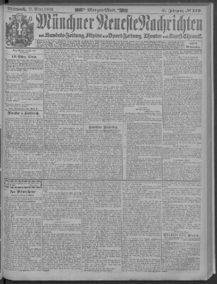 Münchner neueste Nachrichten Mittwoch 11. März 1908