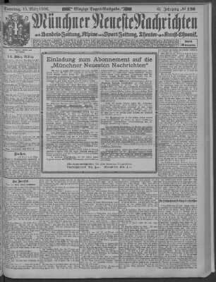 Münchner neueste Nachrichten Sonntag 15. März 1908