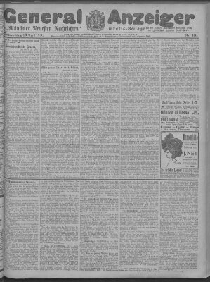 Münchner neueste Nachrichten Donnerstag 23. April 1908