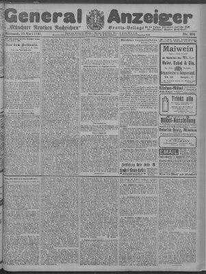 Münchner neueste Nachrichten Mittwoch 29. April 1908