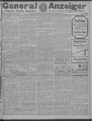 Münchner neueste Nachrichten Donnerstag 16. April 1908