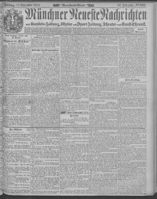 Münchner neueste Nachrichten Freitag 13. November 1903