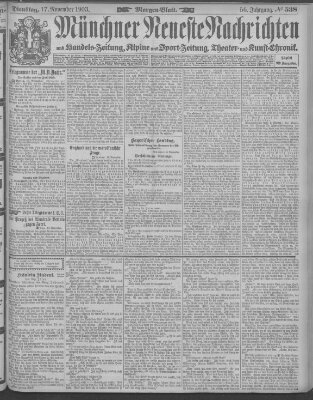 Münchner neueste Nachrichten Dienstag 17. November 1903