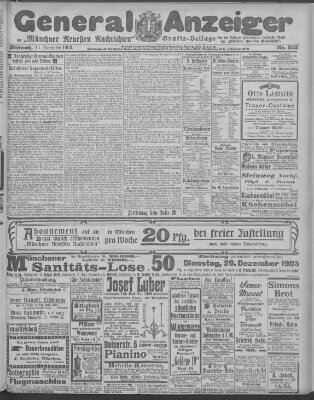 Münchner neueste Nachrichten Mittwoch 25. November 1903