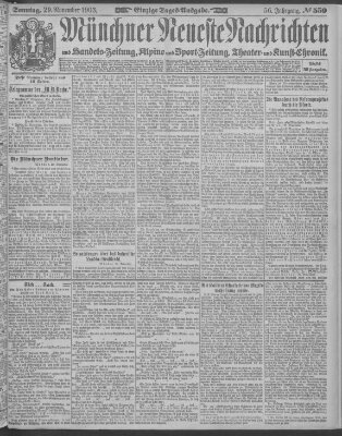 Münchner neueste Nachrichten Sonntag 29. November 1903