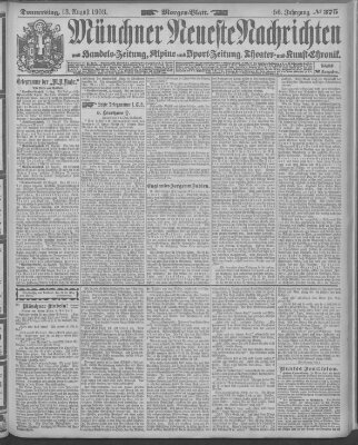 Münchner neueste Nachrichten Donnerstag 13. August 1903