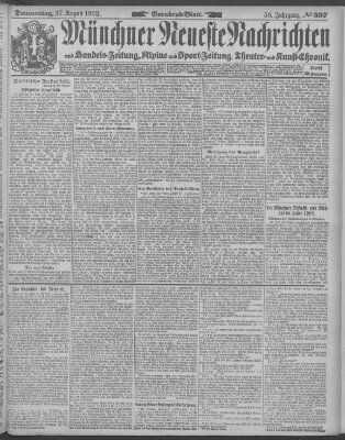 Münchner neueste Nachrichten Donnerstag 27. August 1903