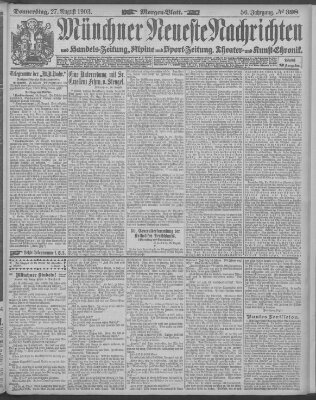 Münchner neueste Nachrichten Donnerstag 27. August 1903