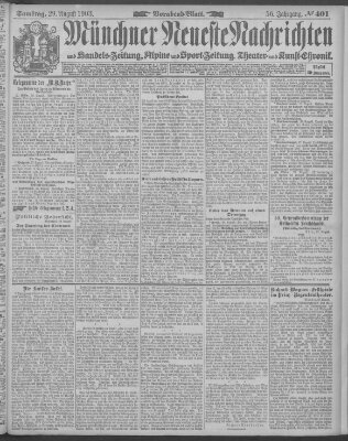 Münchner neueste Nachrichten Samstag 29. August 1903