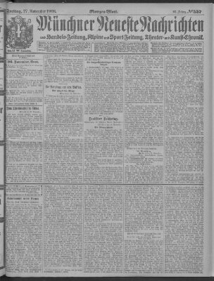 Münchner neueste Nachrichten Freitag 27. November 1908