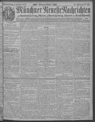 Münchner neueste Nachrichten Donnerstag 9. Januar 1908