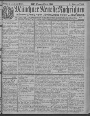 Münchner neueste Nachrichten Mittwoch 15. Januar 1908