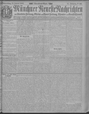 Münchner neueste Nachrichten Donnerstag 16. Januar 1908