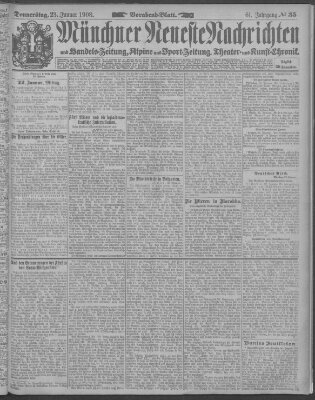 Münchner neueste Nachrichten Donnerstag 23. Januar 1908