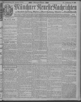 Münchner neueste Nachrichten Donnerstag 23. Januar 1908