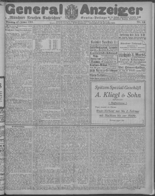 Münchner neueste Nachrichten Montag 27. Januar 1908