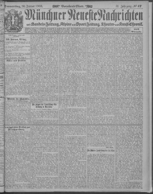 Münchner neueste Nachrichten Donnerstag 30. Januar 1908